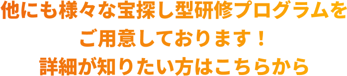 他にも様々な宝探し型研修プログラムをご用意しております！詳細が知りたい方はこちらから